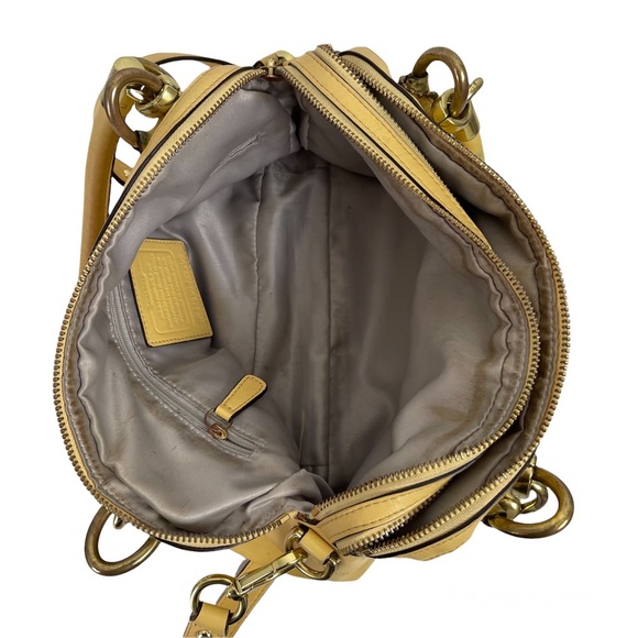 Coach Kristin F22304 Yellow Leather Satchel Double Zip Crossbody Bag - Picture 8 of 13